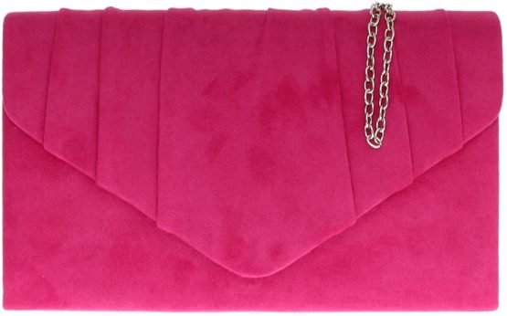 Girly HandBags Faux Suede Clutch Bag Pleated Design Evening Party Womens