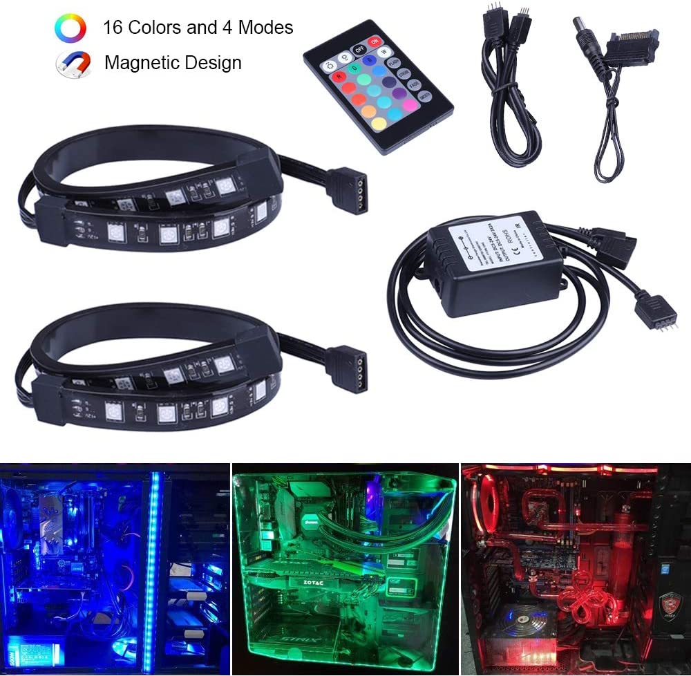 Ubanner Full Kit RGB LED Strip Computer Lighting via Magnet with 24 key ...