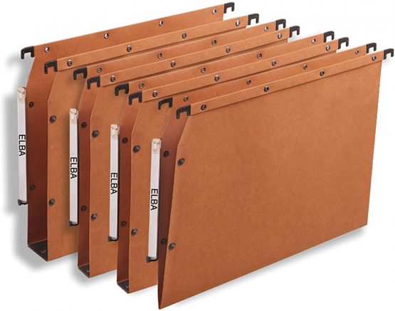 Elba for 100330476 Ultimate AZV Suspension Files or 50 mm A4 Plastic Lever Arch File – Card Vertical Label Pack of 25, Orange