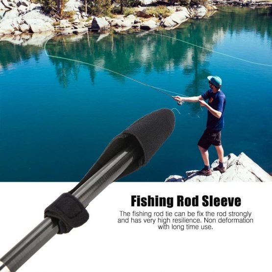 Dioche Fishing Rod Sleeve, Expandable Neoprene Fishing Pole Glove Sleeve Cover Protector Cap + Rod Strap Set - Image 2