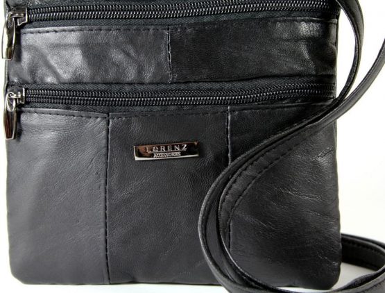 Lorenz Ladies Small Genuine Soft Leather Cross Body / Shoulder Bag (1) # 1941 - Black - Image 3