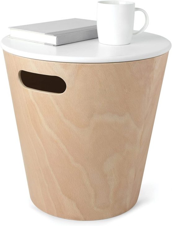 Umbra Woodrow Storage Stool, Wood, White/Natural, 40.41 x 28.3 x 40.69 cm - Image 4