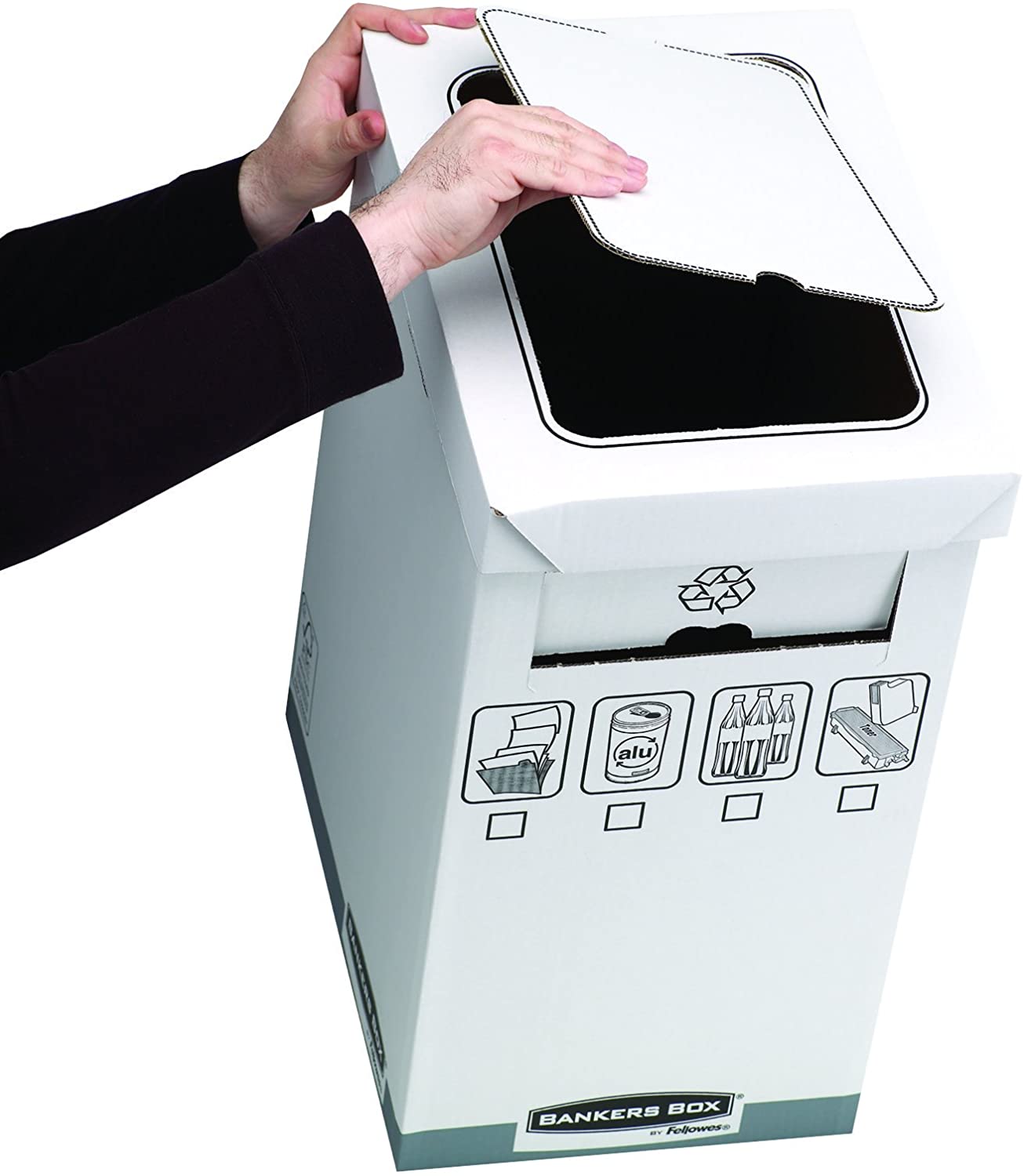 BANKERS BOX Fellowes R-Kive System Recycle Bin (Pack of 5), Grey, White, 50 cm (L) x 30 cm (W) x 60 cm (H) - Image 4