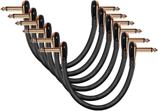 Donner Guitar Patch Cables Right Angle, 6 Inch Effect Pedal Cords 1/4 Instrument Cables for Guitar Bass Effects Pedals 6 Pack