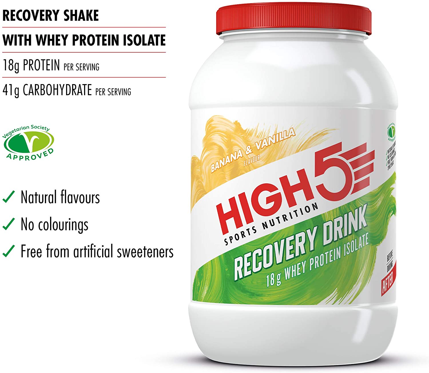 HIGH5 Recovery Drink, Carbohydrate and Whey Protein Powder (20g) for Muscle Recovery with Electrolytes Powder - Image 2