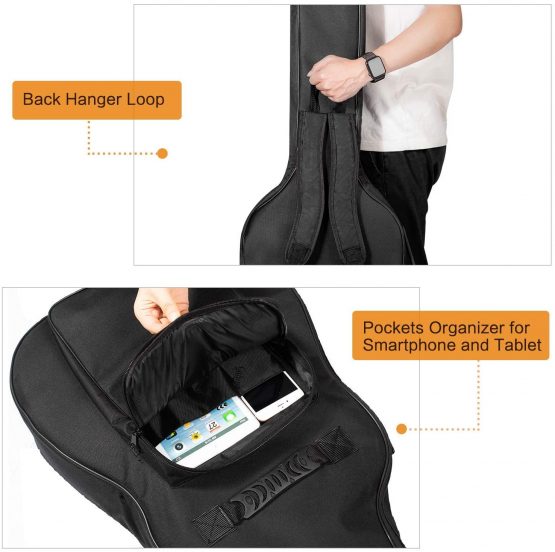 CAHAYA Guitar Bag Acoustic Guitar Gig Bag 40 41 42 Inch Guitar Case Premium Version 12mm Sponge Padded, CY0149 - Image 2