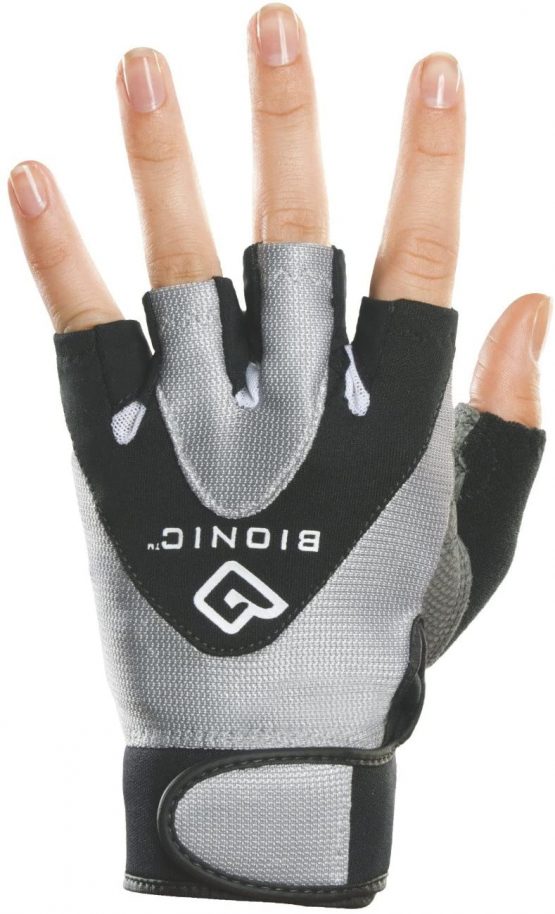 Bionic Women's StableGrip 1/2 Finger Fitness Gloves w/ NaturalFit Technology, Black (PAIR)