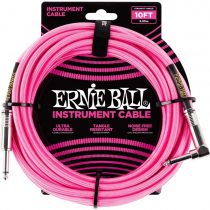 Ernie Ball 10 ft Braided Straight Angle Instrument Cable - Neon Pink
