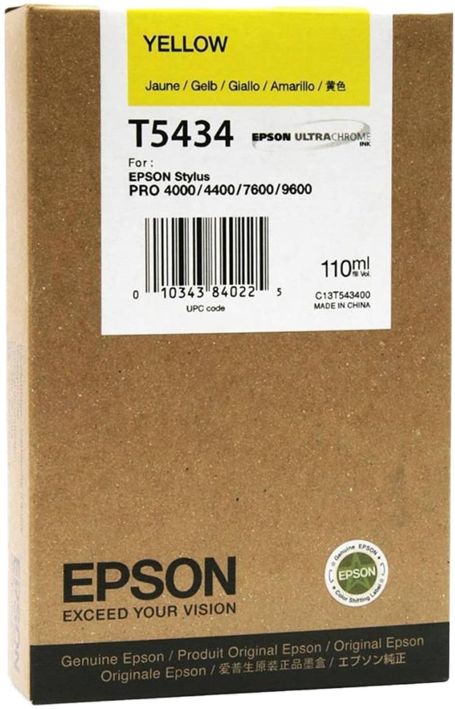 Epson T5434 Yellow Ink Cartridge (110ml) (C13T543400) - Image 2
