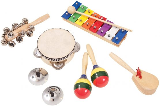 Performance Percussion Music Box includes Tambourine, Maracas and Shakers, PK07
