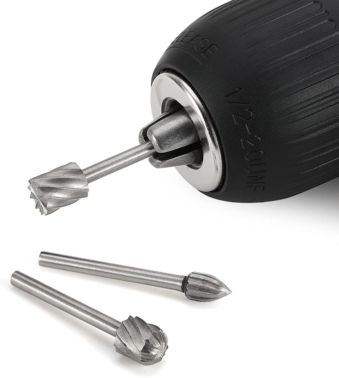 Tungsten Carbide HSS Rotary Burr Set - APlus 20pcs Wood Carving Drill Bits Set with 3mm 1/8 inch Shank for DIY Woodworking, Carving, Engraving, Drilling (Fit for Dremel) - Image 3