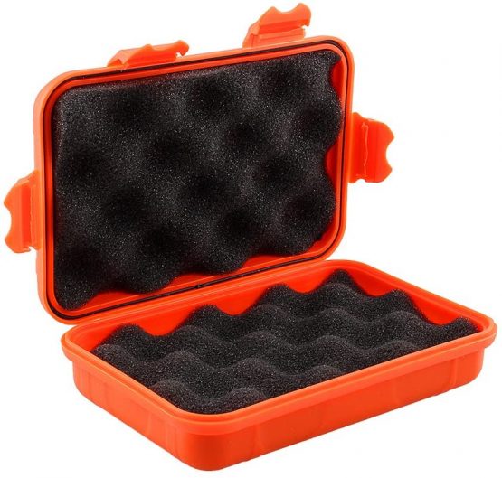 Dilwe Container Box Portable Plastic Waterproof Survival Storage Box for Outdoor Camping Fishing (Orange L) Size: 6.49"x4.13"x2.16"