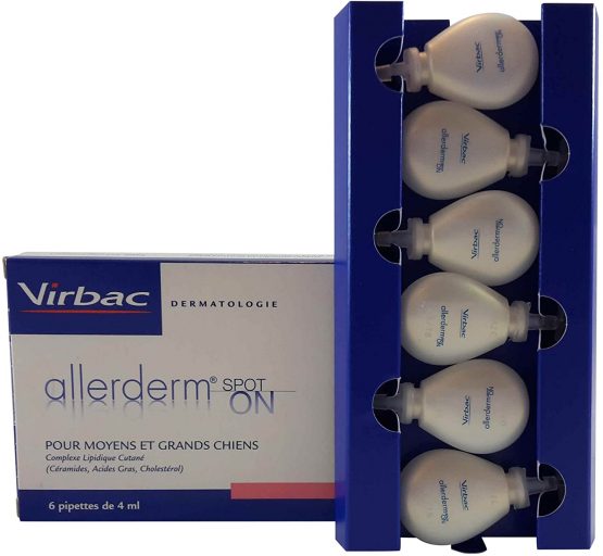 Virbac Allerderm Spot-On Pack of 6 x 4 ml Skin Care Pipettes for Dogs (+10 kg) to Support Dermatological Treatment
