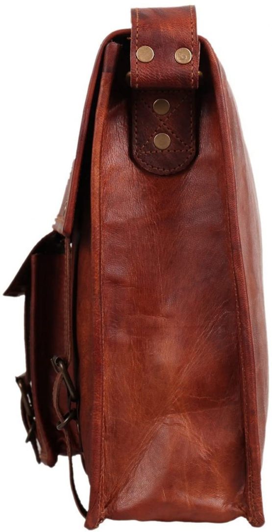 15" Leather Messenger Bag Laptop case Office Briefcase Gift for Men Computer Distressed Shoulder Bag - Image 4