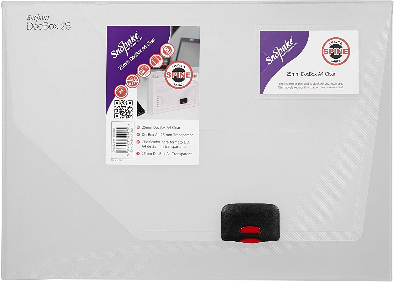 Snopake A4 DocBox Clear 25 mm Box File with Push Lock (Pack of 1) Ref 12849, trans - Image 2