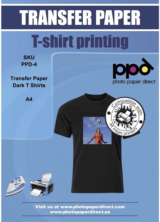 PPD Inkjet PREMIUM T Shirt Transfer Paper A4 for Dark Fabric x 20 Sheets PPD-4-20