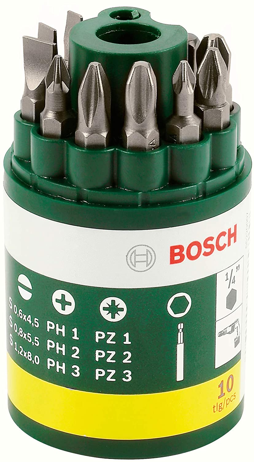 Bosch 10 pcs. Screwdriver Bit Set (PH, PZ, S, Accessory Drill Driver), Multi, Variety Pack