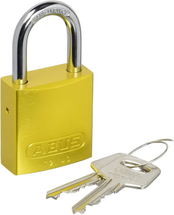 ABUS – 72/W/40 _ Amarillo C Aluminium Padlock Steel 40 mm Yellow Blister Packaging Toughened