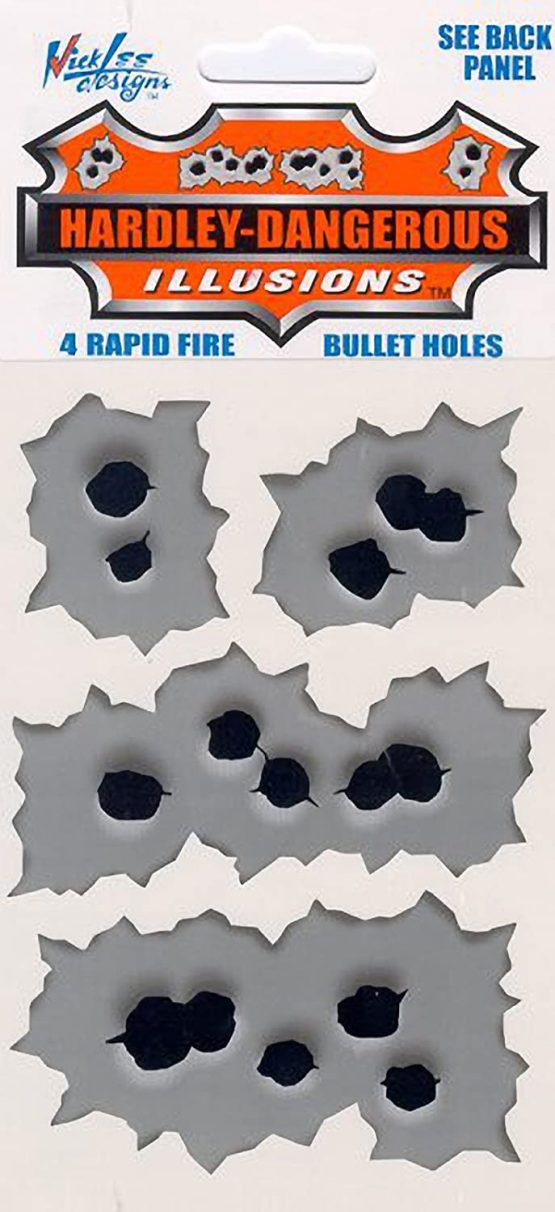 Rapid Fire Strafe Machine Gun Bullet Hole Splashproof Vinyl Car Helmet Stickers (.38 Calibre) Funny Joke