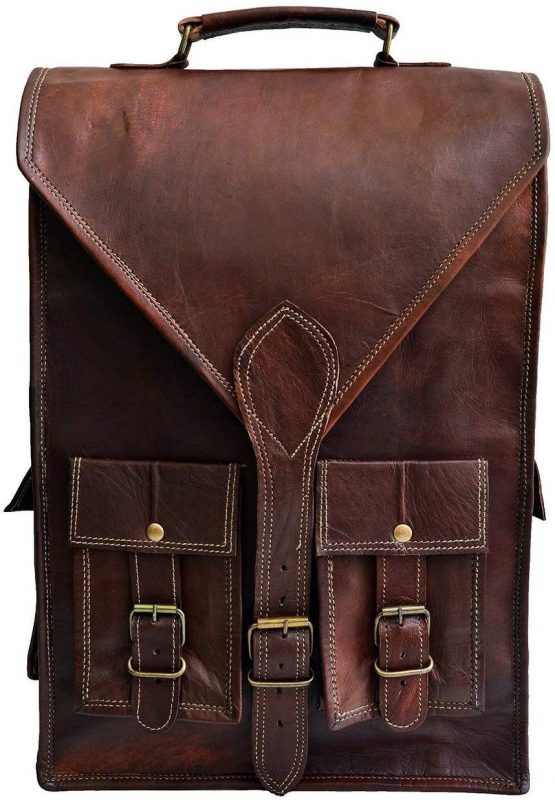Jaald Convertible Leather 15.6" Laptop Bag Backpack Messenger Bag Office Briefcase