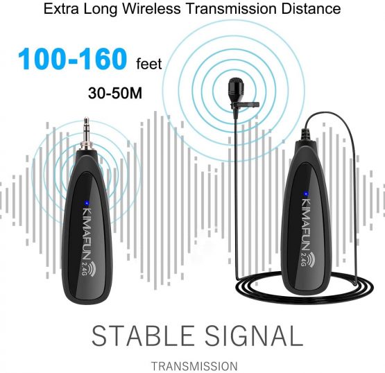 Wireless Lavalier Microphone System,KIMAFUN 2.4G Wireless Lapel Microphone with 3.5mm Receiver For PC Laptop,iPhone,DSLR Camera,PA Speaker,YouTube,Podcast,Video Recording,Vlogging,Interview - Image 2