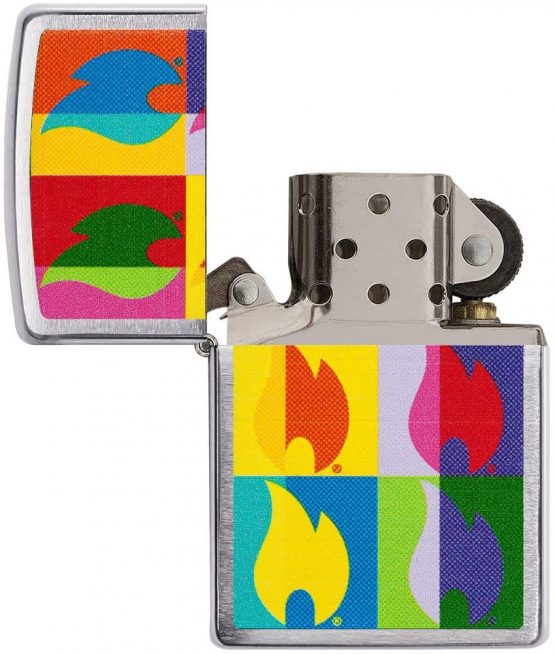 Zippo Unisex's Abctract Flame Design Windproof Pocket Lighter, Brushed Chrome, One Size - Image 4