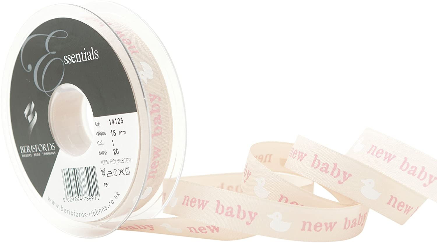Berisfords Baby Duck, Polyester, Pink, 10.4 x 10.4 x 1.9 cm