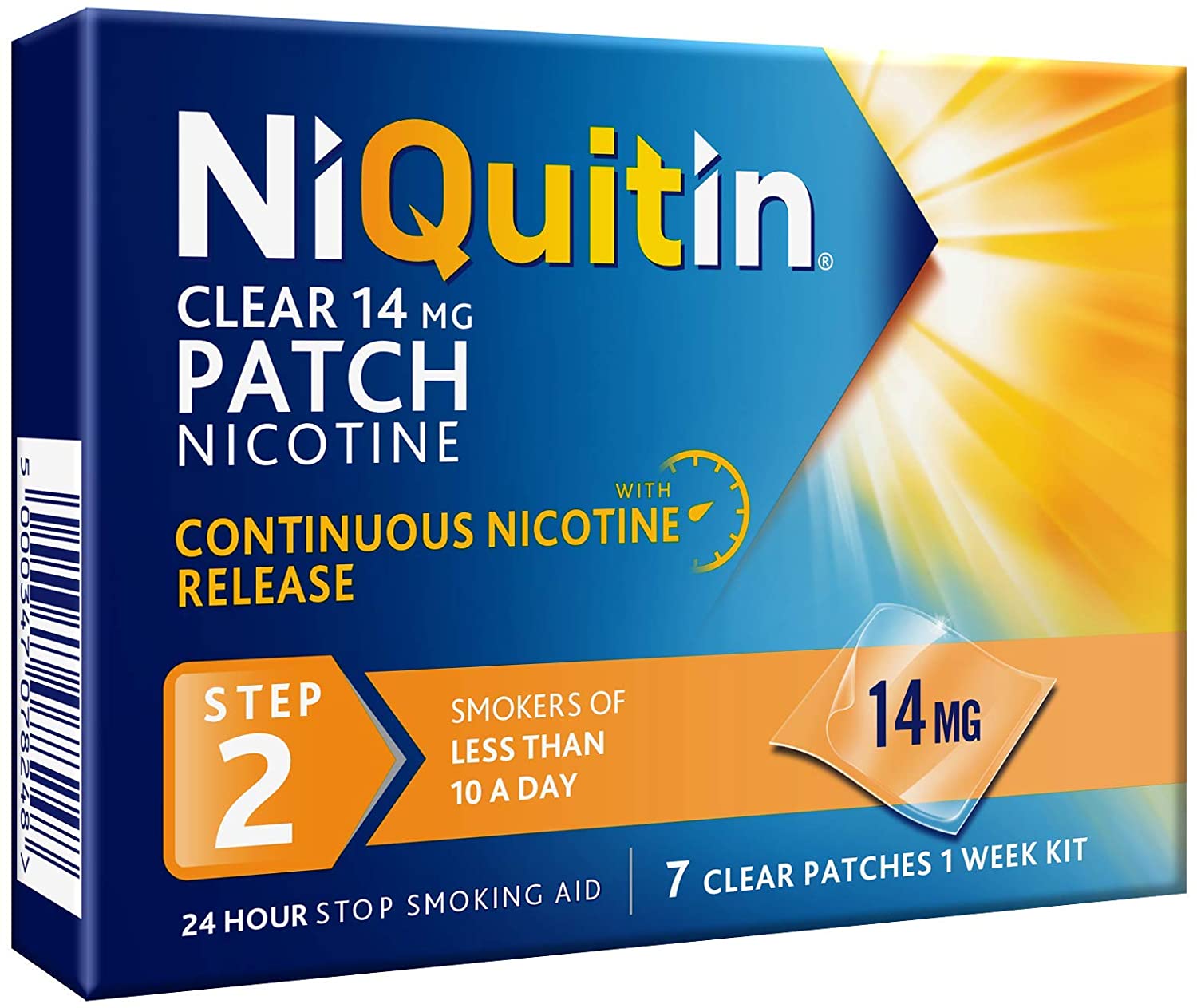 NiQuitin 14mg Clear Patch - Stop Smoking Aid Programme - Step 2 - 7 Clear patches, 7 Days Treatment - Image 2