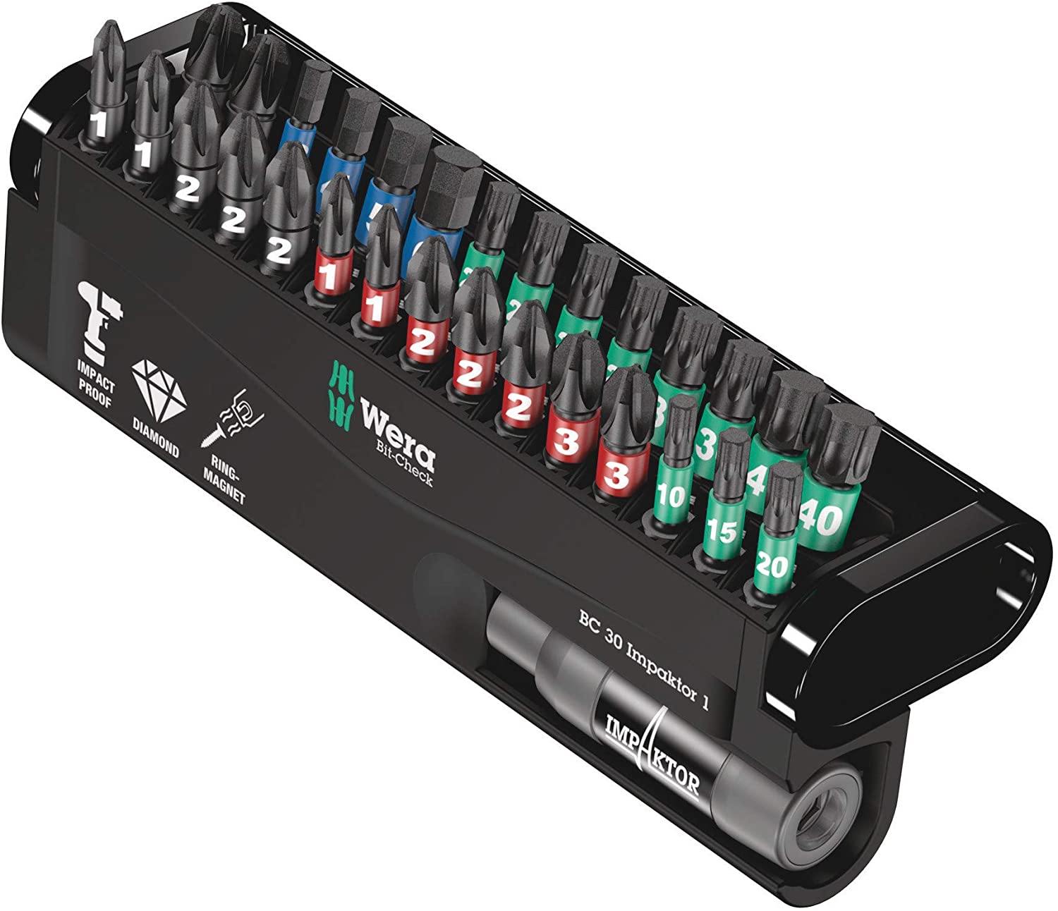 Wera 57690 Impaktor Assorted Bit Set, 30 Pieces, Multi-colour, 30-Piece