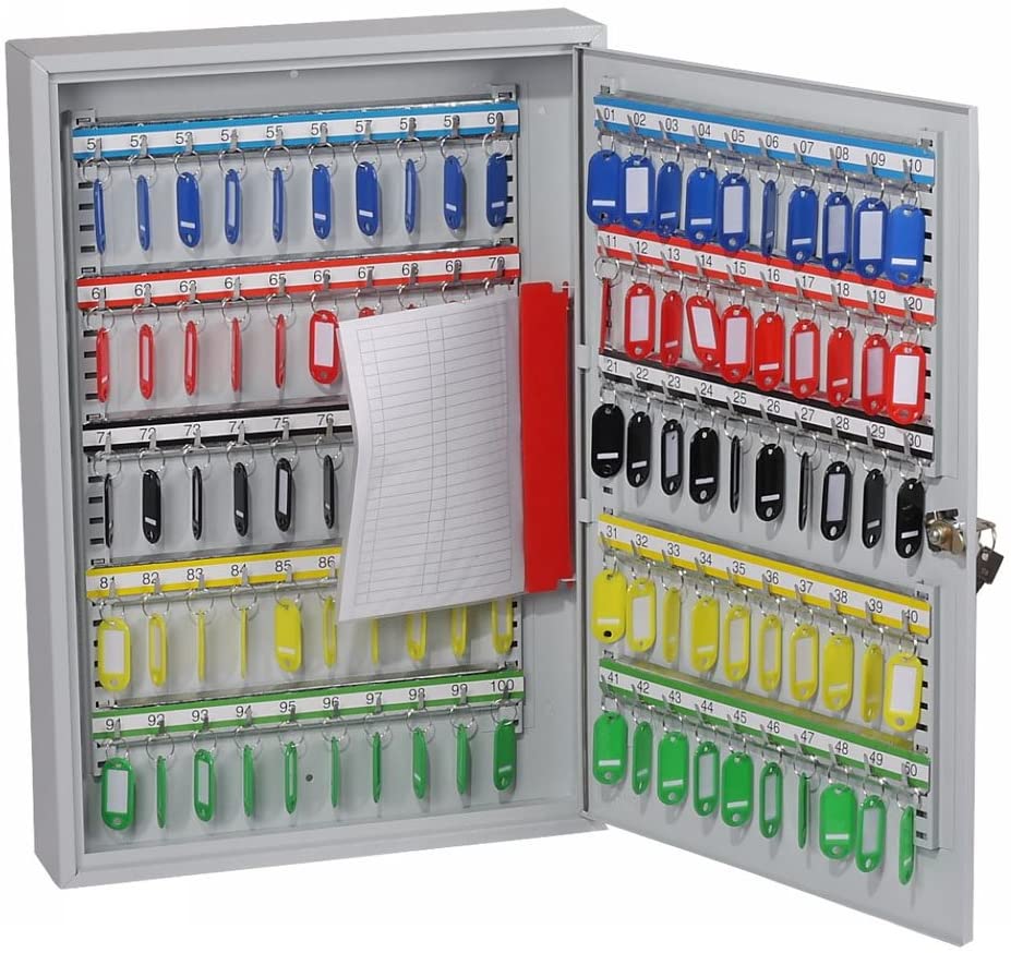Phoenix Safe Company - KC0603K Commercial Key Cabinet - 100 Hooks, Grey, 8x38x55 cm - 100 Hooks - Image 3