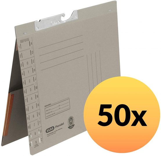 Elba 90433GR Suspension File Document Binder and Expanding Pocket Manila Card 320 GSM Pack of 50 Grey