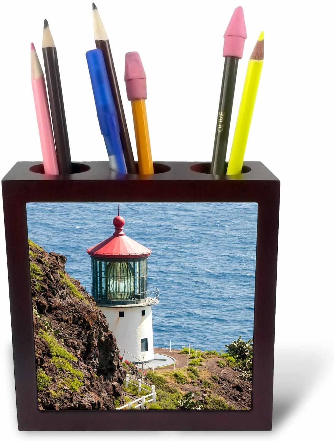 3dRose Makapuu Point Lighthouse, Oahu, Hawaii - Tile Pen Holder, 5-Inch (Ph_259217_1), 5 inch tile pen holder - Image 2