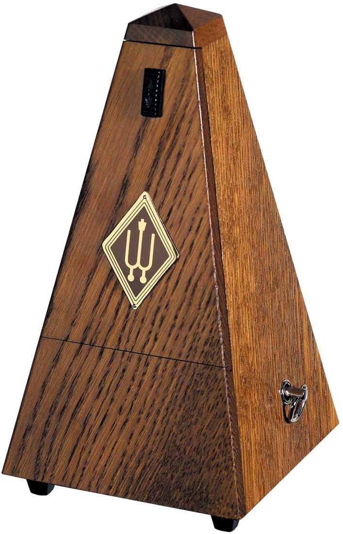 Wittner Metronome Taktell Pyramid Shape System Maelzel Series 800, Solid wood casing, Without bell, Matte brown oak