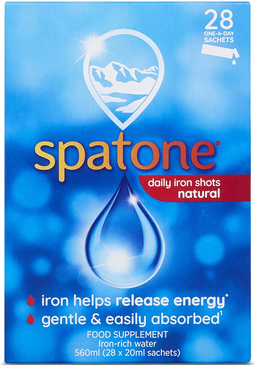 Spatone 100% Natural Iron Supplement (28 Sachets), Daily Convenient Liquid Iron Sachets, Nothing Artificial