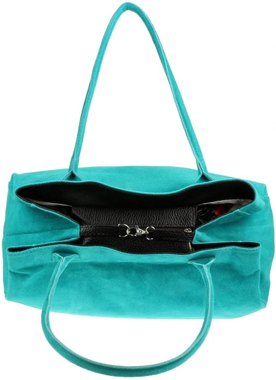 Girly Handbags Genuine Italian Suede Leather Expandable Shoulder Bag - Image 3