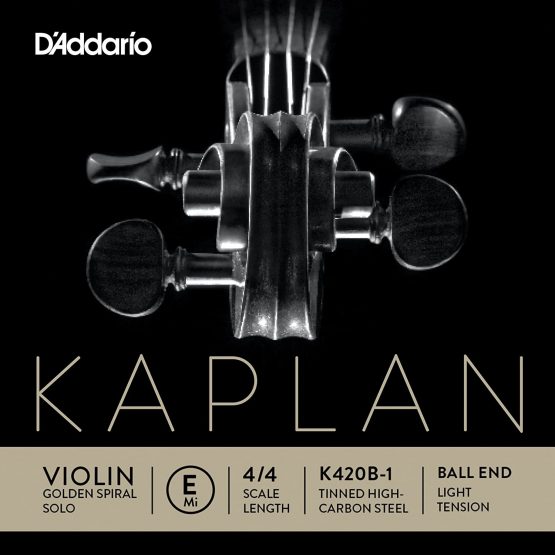 D'Addario Kaplan Golden Spiral Solo 4/4 Scale Light Tension Single E String for Violin