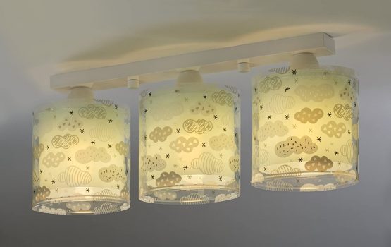 Dalber Children's Ceiling Light, Children's Room Ceiling Light 3 Lights Clouds Clouds Green Children's Room Lamp - Image 3