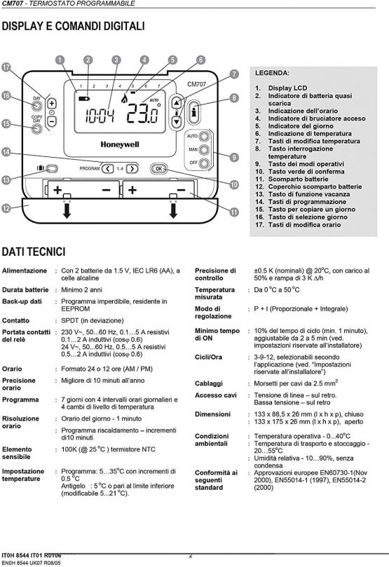 Honeywell 7 Day Programmable Thermostat CM707 - Image 3