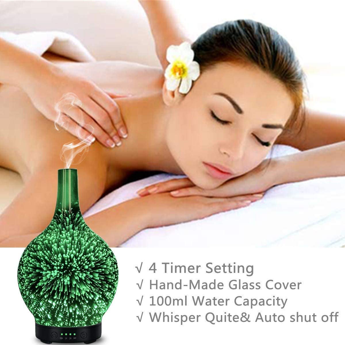 Essential Oil Diffuser Glass Aromatherapy Electric Ultrasonic Cool Mist Aroma Diffuser Scented Oil 3D Firework Diffusers - Image 3