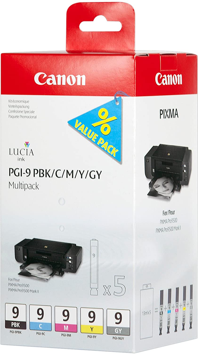 Canon PGI-9P BKCMYGY, 1034B013, 1 x grey,1 x Yellow,1 x Cyan,1 x Magenta,1 x Photo Black, Multipack, Ink tank - Image 2