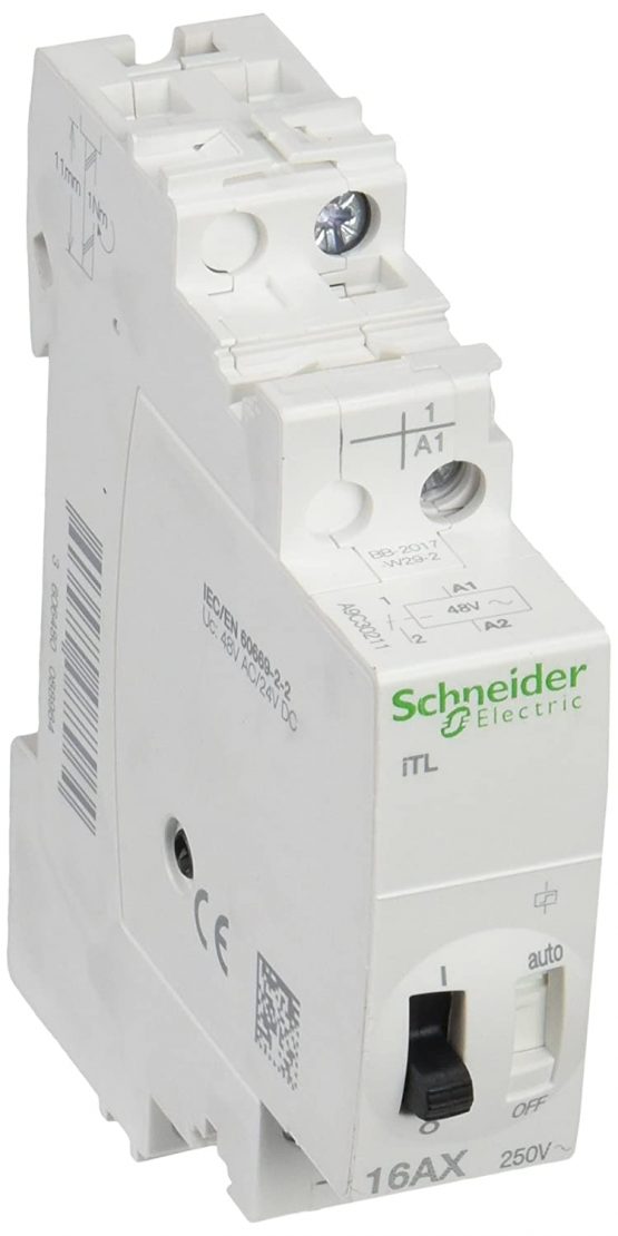 Schneider A9C30211 Impulse Relay Itl 16A 1P 48Vac/24Vdc, White, Set Of