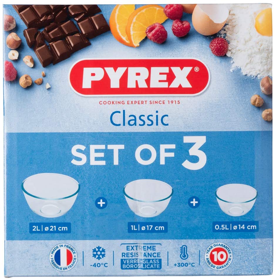 Pyrex Bowl Set, 0.5L/1.0L /2.0L, 3 Piece, Transparent, A - Image 3