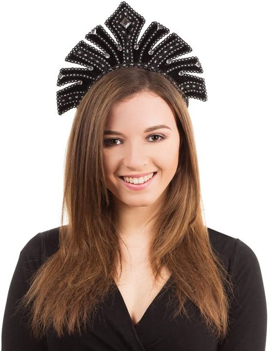 Bristol Novelty BA602 Carnival Headdress with Gems, Black