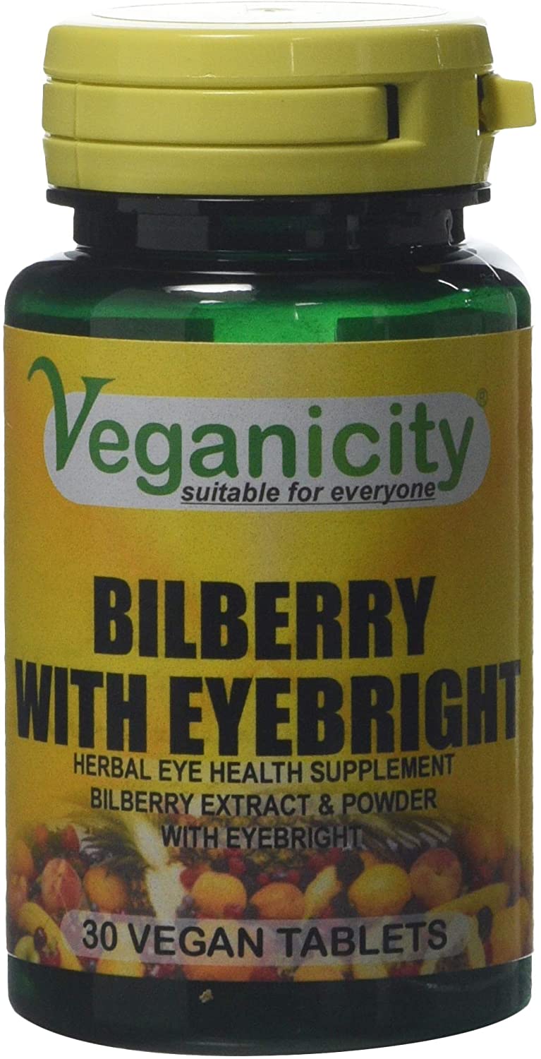 Veganicity Bilberry with Eyebright : Eye Health Plant Supplement : 30 Vtabs, in a Planet-Friendly 99% Recycled Pot