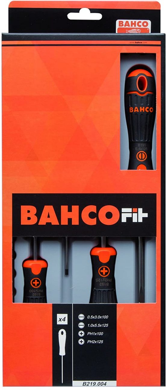 Bahco B219.004 IRB219.004 Fit Slotted/Ph Screwdriver Set, Multi-Colour
