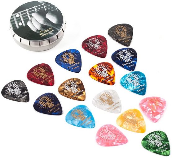Celluloid Guitar Picks, Donner 16pcs Guitar Plectrum Including Thin, Medium, Heavy & Extra Heavy Gauges (0.46mm-1.2mm) - Image 2