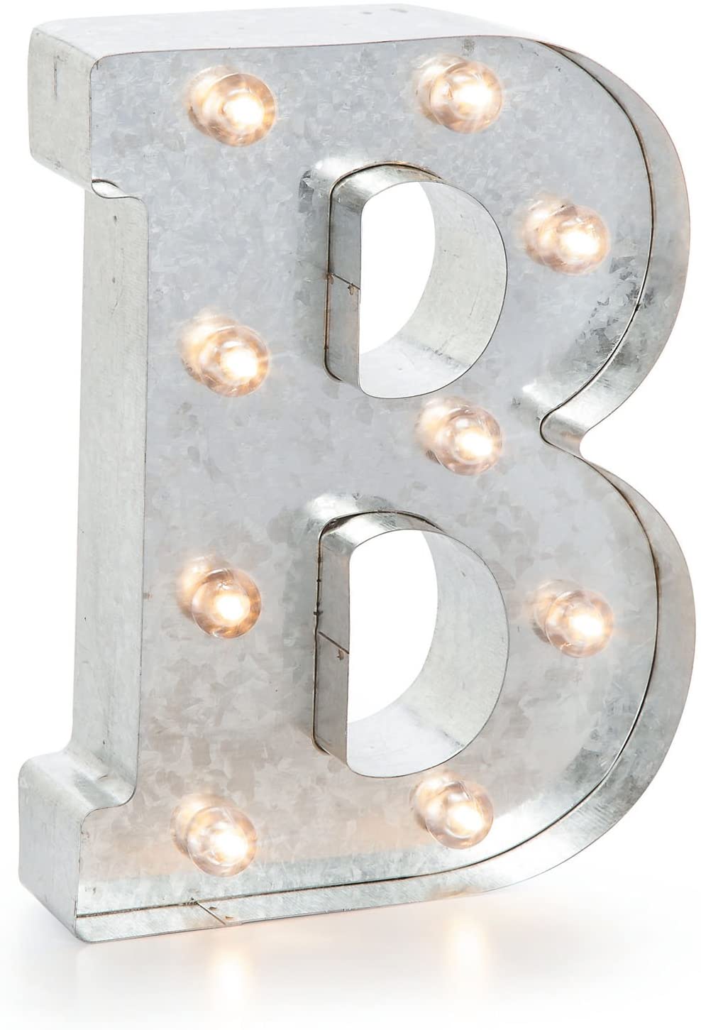 Darice Metal Silver Marquee Letter 9.875-inch, B, Galvanized Silver, 9"