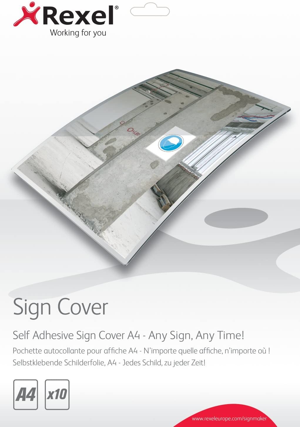 Rexel A4 Self Adhesive Sign Cover - Pack of 10, White