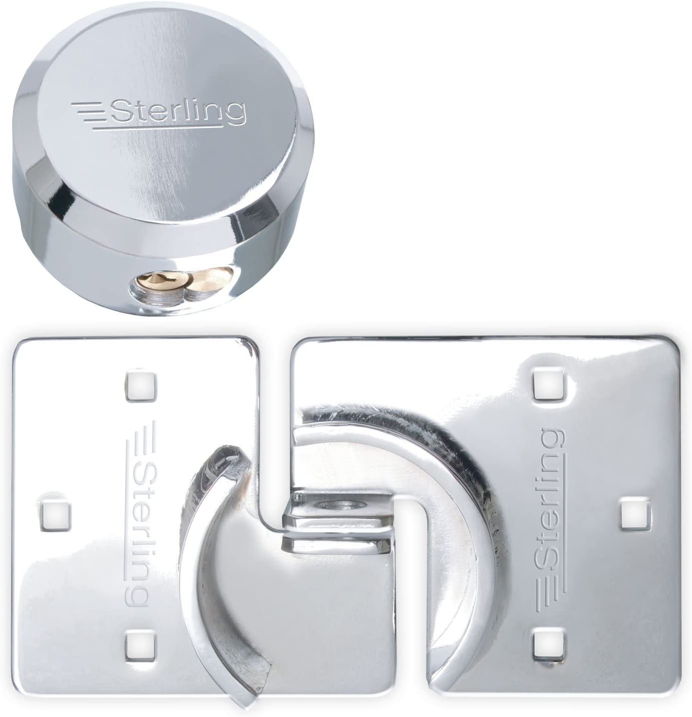 Sterling PHS104E Heavy Duty Van Lock 73 mm Round Shackleless, Silver, Shackleless Padlock and Heavy Security Hasp - Image 3