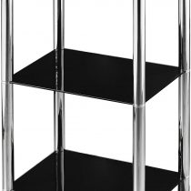 Premier Housewares 3 Tier Shelf Unit Black Glass Shelves Chrome Frame Shelving Unit Garage Unit Storage Shelving Unit Shed Shelving 70 x 41 x 31 cm